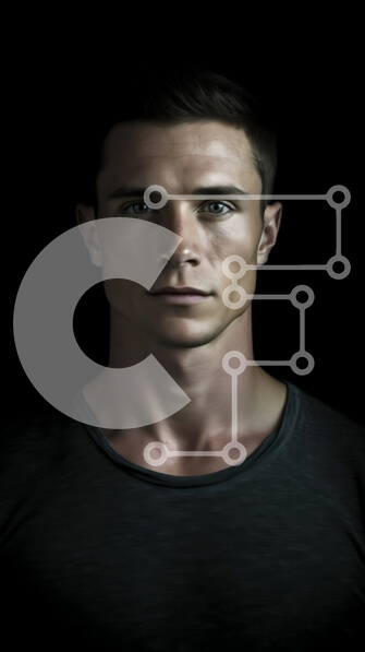 Intra Συλλεκτικό Ξύλινο Παζλ Plywood  4mm - Σοβαρός άνδρας με μαύρο πουκάμισο που κοιτάζει κατευθείαν την κάμερα Σε Ξύλινο Κουτί - Διαστάσεις Puzzle: 10x10 cm – 25 κομμάτια