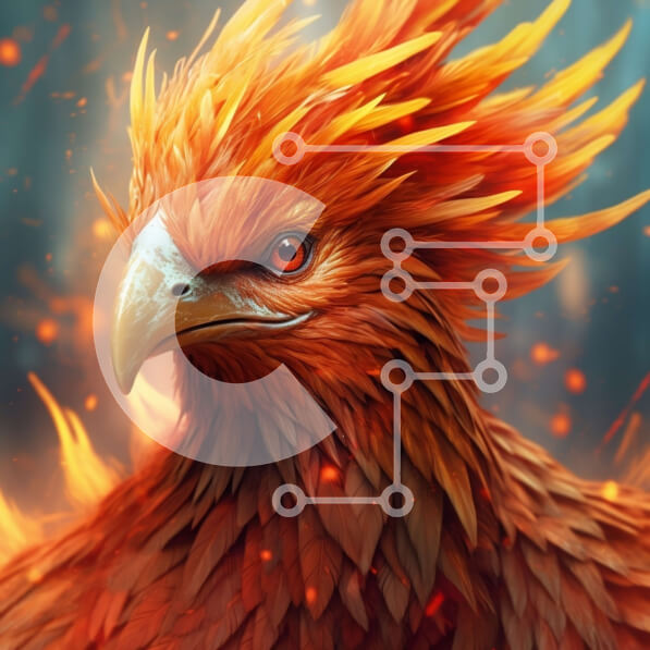 Intra Συλλεκτικό Ξύλινο Παζλ Plywood  4mm - Άγριο φλεγόμενο πουλί με φλογερό φόντο Σε Ξύλινο Κουτί - Διαστάσεις: 10x10 cm – 25 κομμάτια