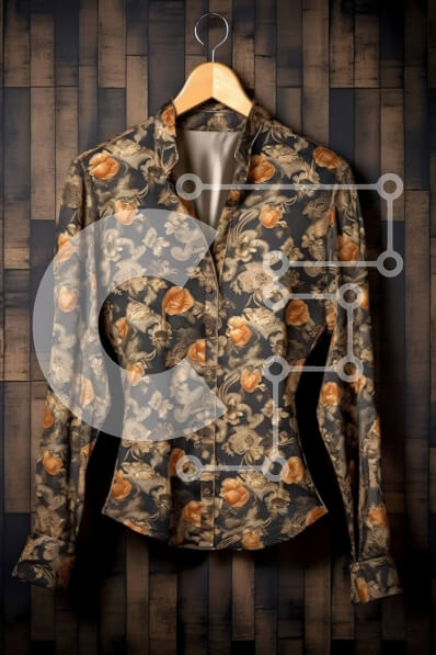 Intra Συλλεκτικό Ξύλινο Παζλ Plywood  4mm - Καφέ πουκάμισο με λουλούδια κρεμασμένο σε ξύλινη κρεμάστρα Σε Ξύλινο Κουτί - Διαστάσεις Puzzle: 10x10 cm – 25 κομμάτια