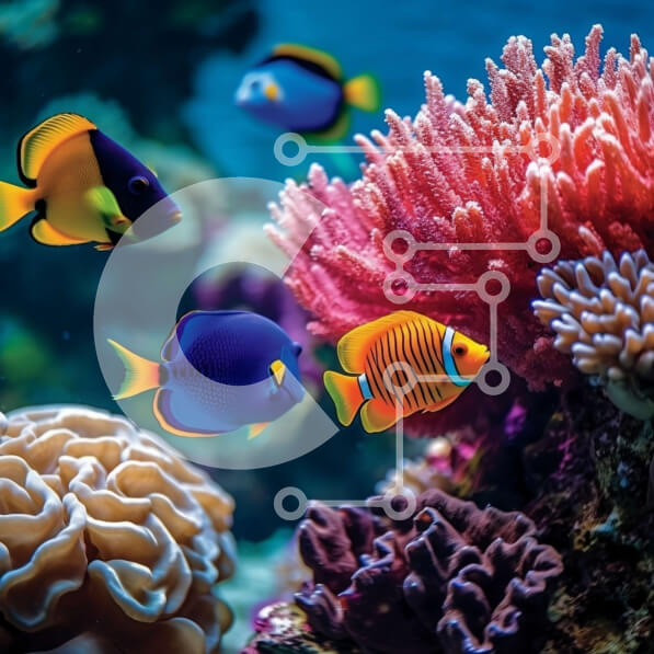 Intra Συλλεκτικό Ξύλινο Παζλ Plywood  4mm - Εκπληκτική υποβρύχια εικόνα ενός πολύχρωμου κοραλλιογενούς υφάλου με τροπικά ψάρια Σε Ξύλινο Κουτί - Διαστάσεις: 10x10 cm – 25 κομμάτια