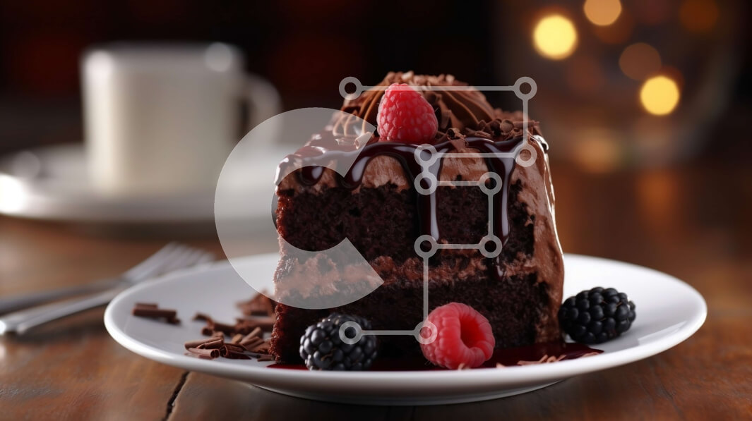 Σετ των 2 Intra Συλλεκτικό Ξύλινο Παζλ Plywood  4mm - Αφεθείτε σε μια φέτα κέικ σοκολάτας με σμέουρα και σάλτσα σοκολάτας Σε Ξύλινο Κουτί - Διαστάσεις: 10x10 cm – 25 κομμάτια