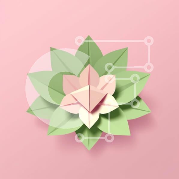 Intra Συλλεκτικό Ξύλινο Παζλ Plywood  4mm - Λουλούδι Lotus Origami από χαρτί με πράσινα φύλλα και ροζ κέντρο Σε Ξύλινο Κουτί - Διαστάσεις Puzzle: 10x10 cm – 25 κομμάτια