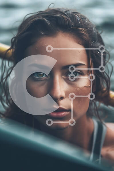 Intra Συλλεκτικό Ξύλινο Παζλ Plywood  4mm - Νεαρή γυναίκα που κάνει paddleboard σε ένα σώμα νερού Σε Ξύλινο Κουτί - Διαστάσεις Puzzle: 10x10 cm – 25 κομμάτια