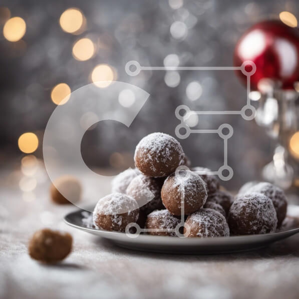 Σετ των 2 Intra Συλλεκτικό Ξύλινο Παζλ Plywood  4mm - Εορταστικές μπάλες ντόνατ σοκολάτας στο χριστουγεννιάτικο δέντρο Σε Ξύλινο Κουτί - Διαστάσεις: 10x10 cm – 25 κομμάτια