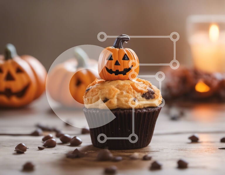 Σετ των 2 Intra Συλλεκτικό Ξύλινο Παζλ Plywood  4mm - Cupcake κολοκύθας σε μπισκότα με τσιπ σοκολάτας Σε Ξύλινο Κουτί - Διαστάσεις: 10x10 cm – 25 κομμάτια