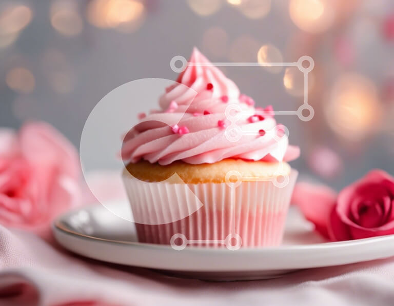 Σετ των 2 Intra Συλλεκτικό Ξύλινο Παζλ Plywood  4mm - Λαχταριστό cupcake με ροζ πάγωμα και τριαντάφυλλα Σε Ξύλινο Κουτί - Διαστάσεις: 10x10 cm – 25 κομμάτια