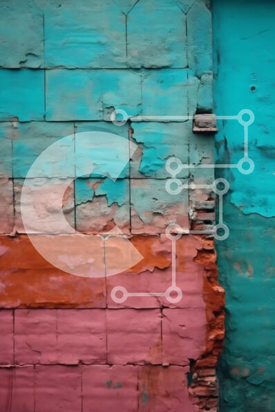 Intra Συλλεκτικό Ξύλινο Παζλ Plywood  4mm - Ζωντανή εικόνα αποφλοίωσης χρώματος σε τοίχο σε αποχρώσεις του ροζ, του μπλε και του πορτοκαλί Σε Ξύλινο Κουτί - Διαστάσεις Puzzle: 10x10 cm – 25 κομμάτια