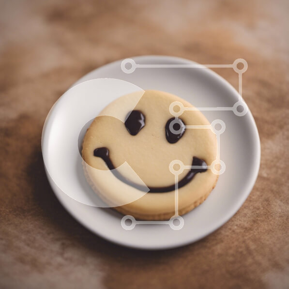 Σετ των 2 Intra Συλλεκτικό Ξύλινο Παζλ Plywood  4mm - Μπισκότο Smiley Face με παγωμένο σοκολάτα σε λευκό πιάτο Σε Ξύλινο Κουτί - Διαστάσεις: 10x10 cm – 25 κομμάτια