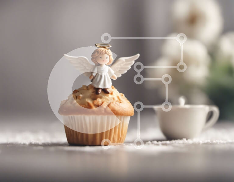 Σετ των 2 Intra Συλλεκτικό Ξύλινο Παζλ Plywood  4mm - Cupcake με ειδώλιο αγγέλου και φλιτζάνι Σε Ξύλινο Κουτί - Διαστάσεις: 10x10 cm – 25 κομμάτια