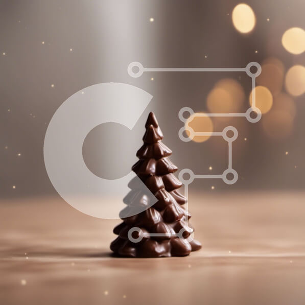 Intra Συλλεκτικό Ξύλινο Παζλ Plywood  4mm - Χριστουγεννιάτικο δέντρο καλυμμένο με σοκολάτα σε ένα διακοσμημένο τραπέζι Σε Ξύλινο Κουτί - Διαστάσεις: 10x10 cm – 25 κομμάτια