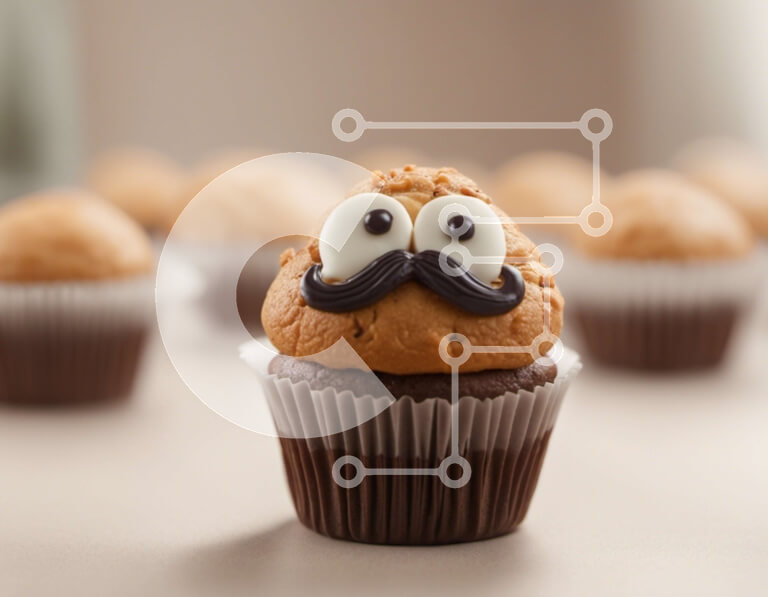 Σετ των 2 Intra Συλλεκτικό Ξύλινο Παζλ Plywood  4mm - Cupcake με διακόσμηση με μάτια, στόμα και μουστάκι Σε Ξύλινο Κουτί - Διαστάσεις: 10x10 cm – 25 κομμάτια