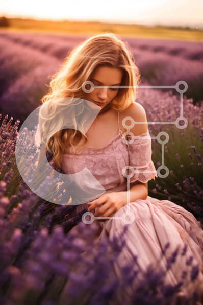 Σετ των 2 Intra Συλλεκτικό Ξύλινο Παζλ Plywood  4mm - Υπέροχη εικόνα μιας γυναίκας σε ένα χωράφι λεβάντας στο ηλιοβασίλεμα Σε Ξύλινο Κουτί - Διαστάσεις: 10x10 cm – 25 κομμάτια