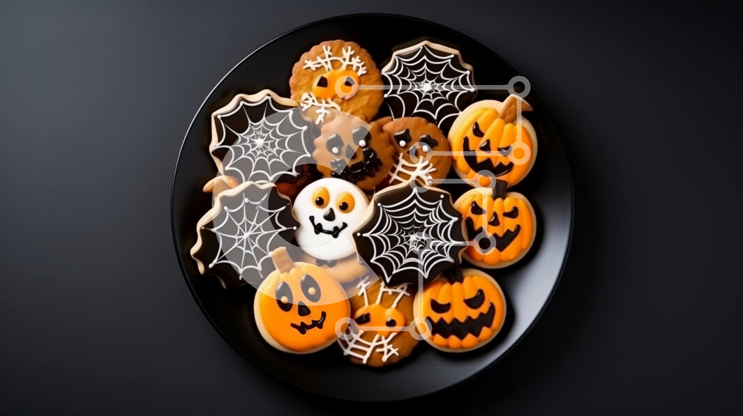 Σετ των 2 Intra Συλλεκτικό Ξύλινο Παζλ Plywood  4mm - Μαύρο πιάτο με στολισμένα μπισκότα Σε Ξύλινο Κουτί - Διαστάσεις: 10x10 cm – 25 κομμάτια