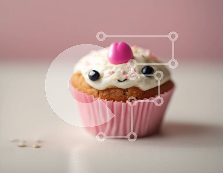 Σετ των 2 Intra Συλλεκτικό Ξύλινο Παζλ Plywood  4mm - Χαριτωμένο Cupcake με Λευκό Πάγωμα και Ροζ Πασπαλίσματα σε Ροζ Φόντο Σε Ξύλινο Κουτί - Διαστάσεις: 10x10 cm – 25 κομμάτια