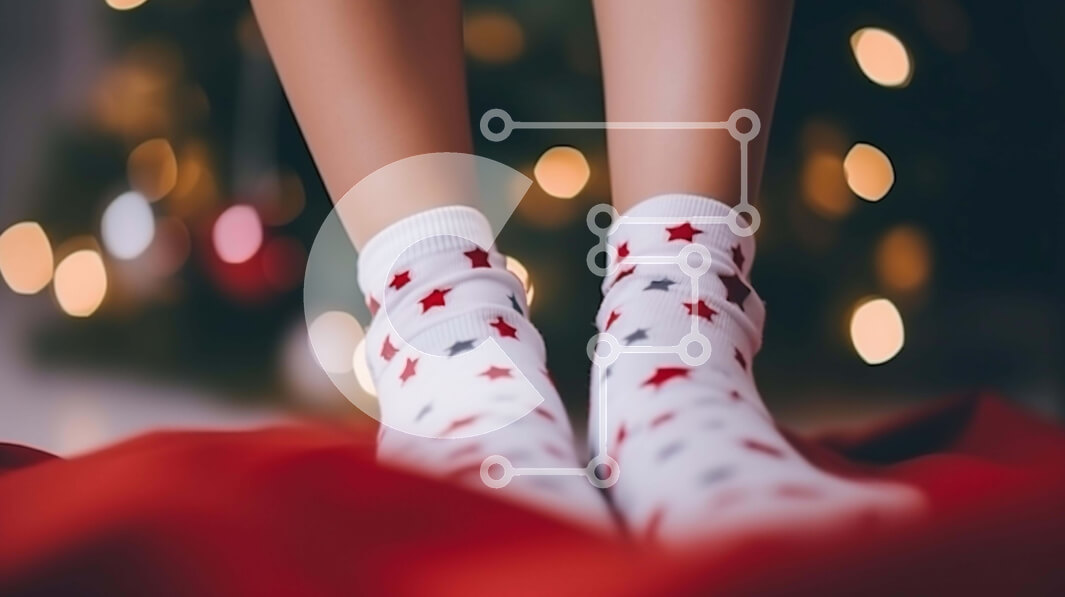 Intra Συλλεκτικό Ξύλινο Παζλ Plywood  4mm - Γυναικεία πόδια με λευκές κάλτσες και αστέρια Σε Ξύλινο Κουτί - Διαστάσεις Puzzle: 10x10 cm – 25 κομμάτια