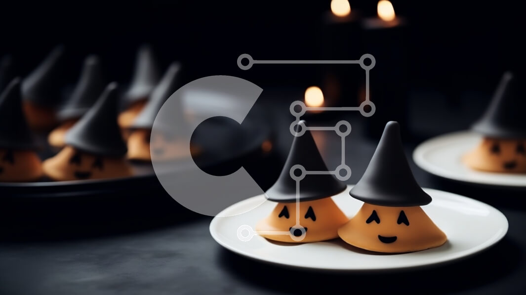 Σετ των 2 Intra Συλλεκτικό Ξύλινο Παζλ Plywood  4mm - Μπισκότα σε σχήμα μάγισσας σε ένα πιάτο με κεριά και κολοκύθες Σε Ξύλινο Κουτί - Διαστάσεις: 10x10 cm – 25 κομμάτια