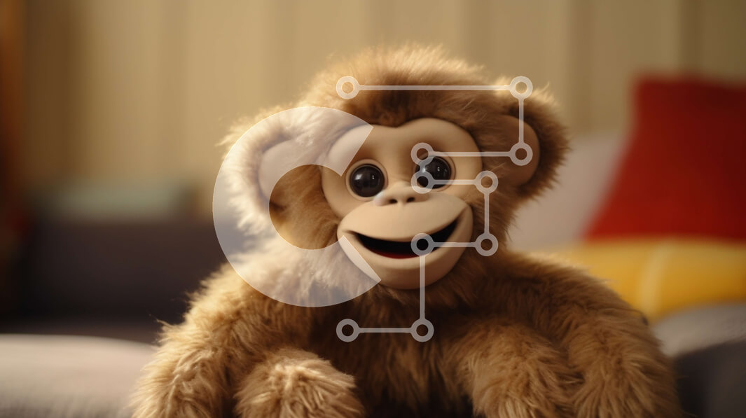 Intra Συλλεκτικό Ξύλινο Παζλ Plywood  4mm - Χαρούμενος γεμισμένος πίθηκος που κάθεται σε έναν καναπέ Σε Ξύλινο Κουτί - Διαστάσεις Puzzle: 10x10 cm – 25 κομμάτια