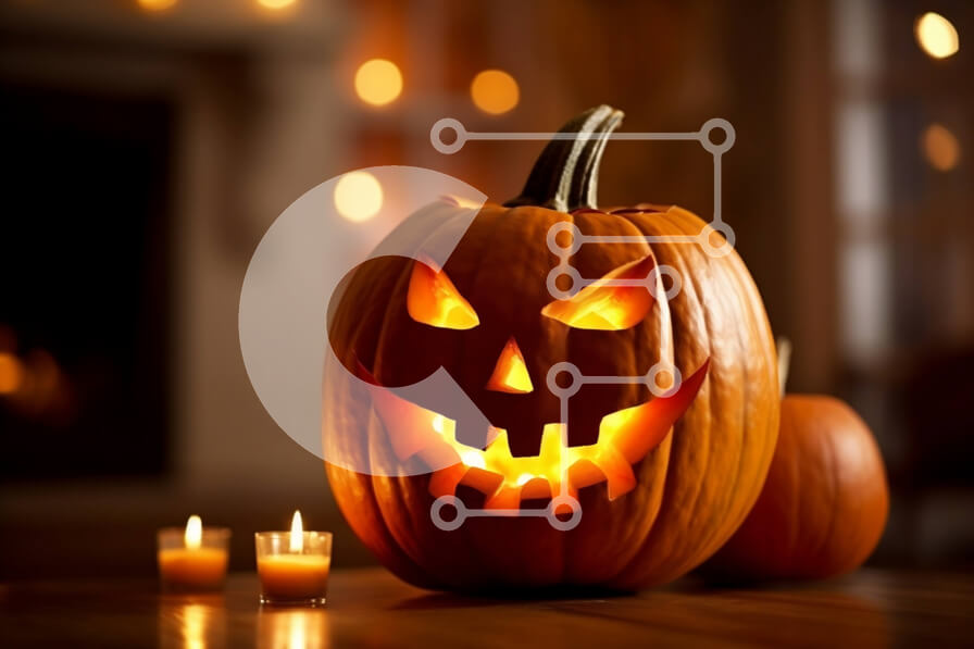 Intra Συλλεκτικό Ξύλινο Παζλ Plywood  4mm - Τρομακτικό αποκριάτικο φανάρι με χαμογελαστό πρόσωπο και αναμμένο κερί Σε Ξύλινο Κουτί - Διαστάσεις: 10x10 cm – 25 κομμάτια