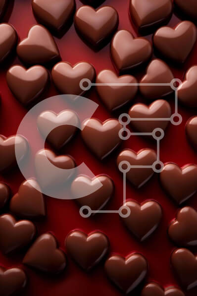 Intra Συλλεκτικό Ξύλινο Παζλ Plywood  4mm - Καρδιές σοκολάτας σε κόκκινο φόντο Σε Ξύλινο Κουτί - Διαστάσεις Puzzle: 10x10 cm – 25 κομμάτια