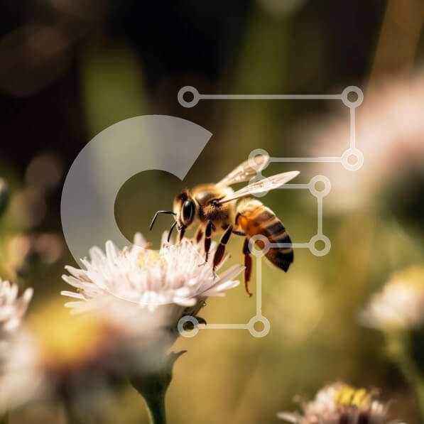 Intra Συλλεκτικό Ξύλινο Παζλ Plywood  4mm - Όμορφη κοντινή λήψη μιας μέλισσας που επικονιάζει ένα λουλούδι Σε Ξύλινο Κουτί - Διαστάσεις: 10x10 cm – 25 κομμάτια