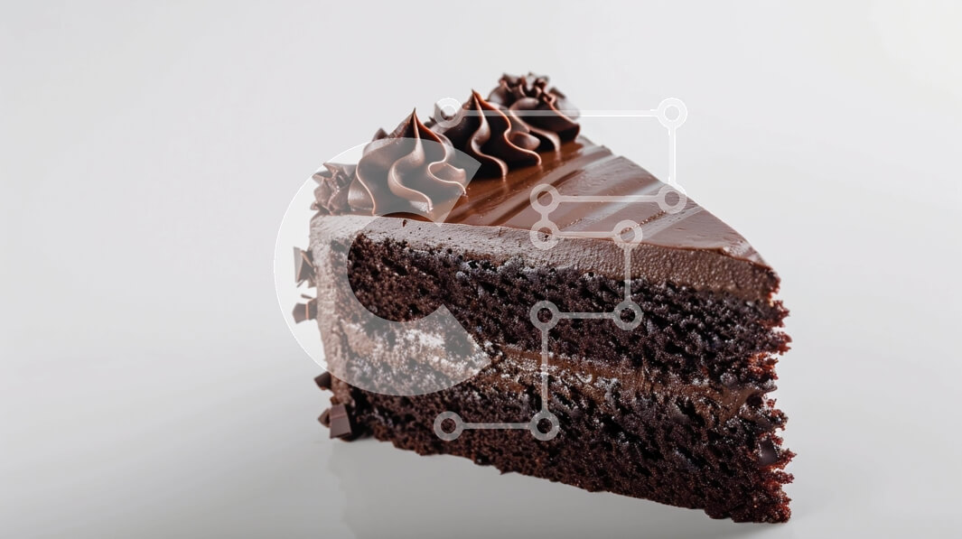 Σετ των 2 Intra Συλλεκτικό Ξύλινο Παζλ Plywood  4mm - Φέτα κέικ σοκολάτας με πάγωμα σοκολάτας σε άσπρο φόντο Σε Ξύλινο Κουτί - Διαστάσεις: 10x10 cm – 25 κομμάτια