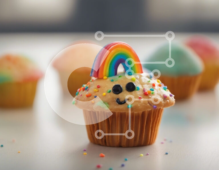 Σετ των 2 Intra Συλλεκτικό Ξύλινο Παζλ Plywood  4mm - Πολύχρωμο Sprinkle Cupcake με χαμογελαστά πρόσωπα Σε Ξύλινο Κουτί - Διαστάσεις: 10x10 cm – 25 κομμάτια