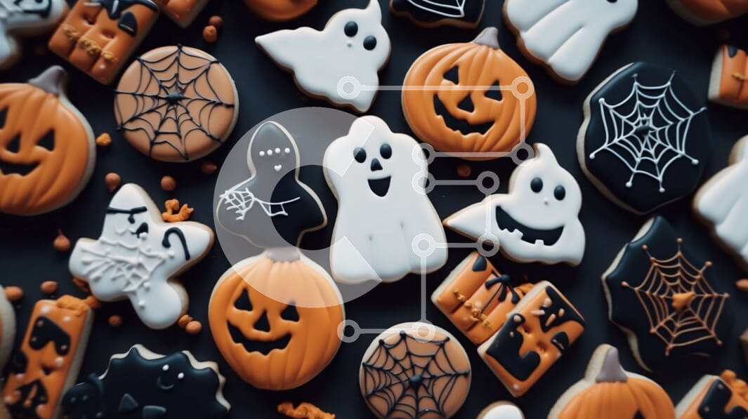 Σετ των 2 Intra Συλλεκτικό Ξύλινο Παζλ Plywood  4mm - Αποκριάτικα μπισκότα με φαντάσματα, νυχτερίδες και αράχνες Σε Ξύλινο Κουτί - Διαστάσεις: 10x10 cm – 25 κομμάτια