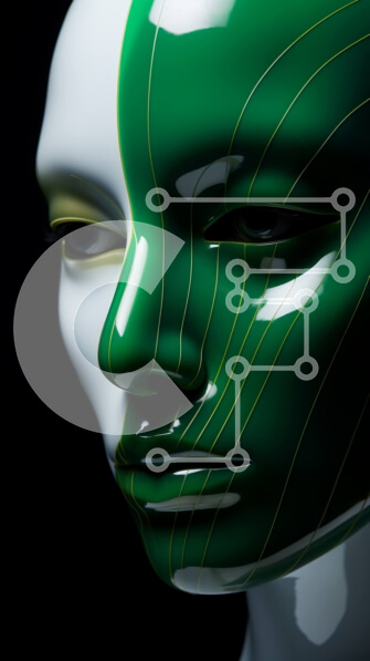 Intra Συλλεκτικό Ξύλινο Παζλ Plywood  4mm - Γυναίκα με πράσινες και άσπρες ρίγες στο πρόσωπό της Σε Ξύλινο Κουτί - Διαστάσεις Puzzle: 10x10 cm – 25 κομμάτια