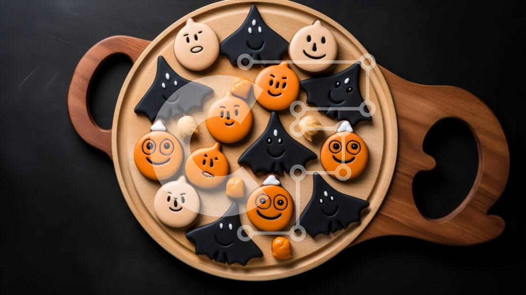 Σετ των 2 Intra Συλλεκτικό Ξύλινο Παζλ Plywood  4mm - Διάφορα μπισκότα με θέμα το Halloween σε ξύλινο ξύλο κοπής Σε Ξύλινο Κουτί - Διαστάσεις: 10x10 cm – 25 κομμάτια