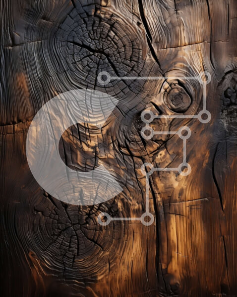 Intra Συλλεκτικό Ξύλινο Παζλ Plywood  4mm - Τραχεία και δραματική κινηματογράφηση σε πρώτο πλάνο απανθρακωμένης σανίδας ξύλου Σε Ξύλινο Κουτί - Διαστάσεις Puzzle: 10x10 cm – 25 κομμάτια