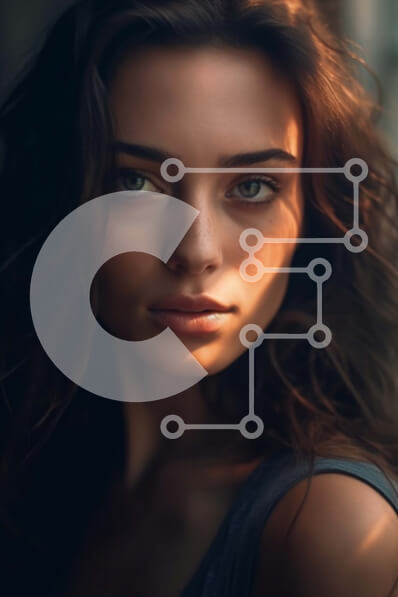 Intra Συλλεκτικό Ξύλινο Παζλ Plywood  4mm - Σοβαρό πορτρέτο μιας όμορφης γυναίκας με μπλε φανελάκι Σε Ξύλινο Κουτί - Διαστάσεις Puzzle: 10x10 cm – 25 κομμάτια