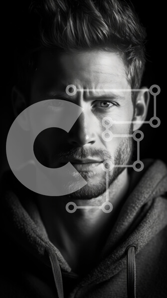 Intra Συλλεκτικό Ξύλινο Παζλ Plywood  4mm - Σοβαρός άνδρας που φορά γκρι κουκούλα Σε Ξύλινο Κουτί - Διαστάσεις Puzzle: 10x10 cm – 25 κομμάτια