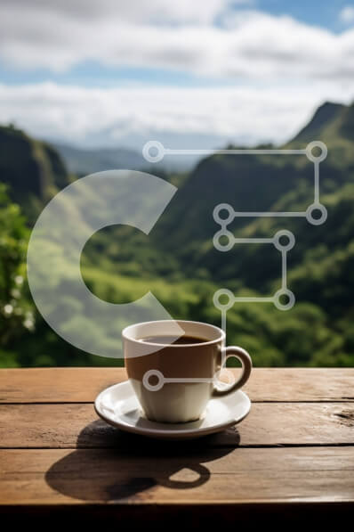 Σετ των 2 Intra Συλλεκτικό Ξύλινο Παζλ Plywood  4mm - Φλιτζάνι καφέ με θέα στα πράσινα βουνά Σε Ξύλινο Κουτί - Διαστάσεις: 10x10 cm – 25 κομμάτια