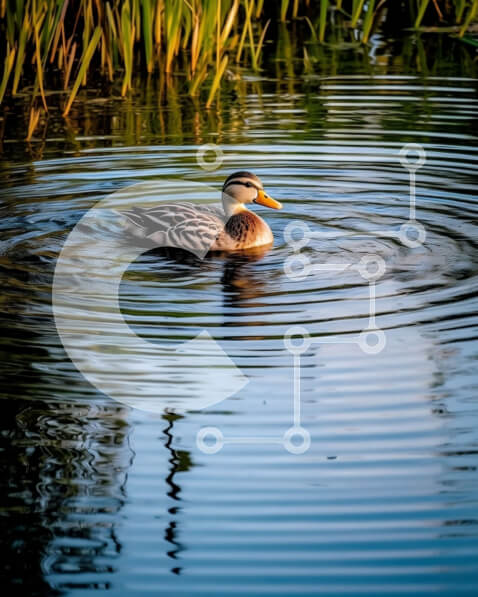 Intra Συλλεκτικό Ξύλινο Παζλ Plywood  4mm - Όμορφη εικόνα μιας πάπιας που κολυμπά σε μια λίμνη με κυματισμούς Σε Ξύλινο Κουτί - Διαστάσεις: 10x10 cm – 25 κομμάτια