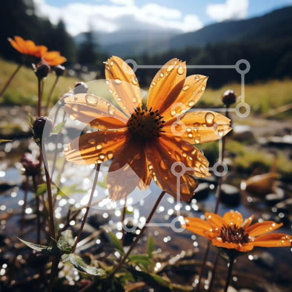 Intra Συλλεκτικό Ξύλινο Παζλ Plywood  4mm - Όμορφη εικόνα του πορτοκαλιού λουλουδιού με σταγονίδια δροσιάς στο γραφικό λιβάδι Σε Ξύλινο Κουτί - Διαστάσεις: 10x10 cm – 25 κομμάτια