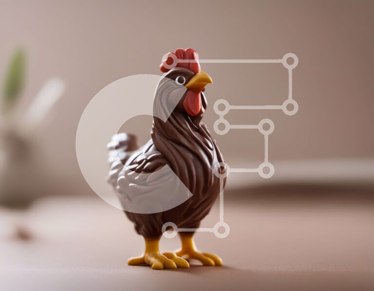 Intra Συλλεκτικό Ξύλινο Παζλ Plywood  4mm - Καφέ παιχνίδι ειδώλιο κοτόπουλου Σε Ξύλινο Κουτί - Διαστάσεις Puzzle: 10x10 cm – 25 κομμάτια