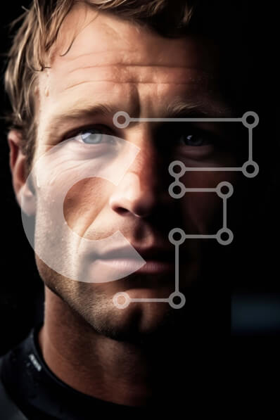 Intra Συλλεκτικό Ξύλινο Παζλ Plywood  4mm - Close-up πορτρέτο ενός αρσενικού αθλητή Σε Ξύλινο Κουτί - Διαστάσεις Puzzle: 10x10 cm – 25 κομμάτια