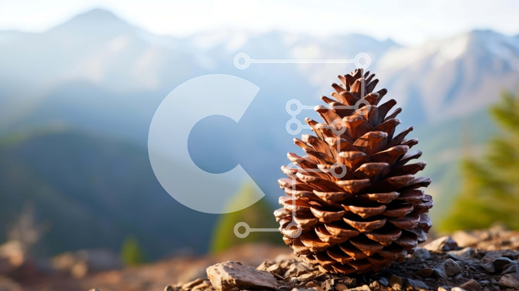 Intra Συλλεκτικό Ξύλινο Παζλ Plywood  4mm - Μονό κουκουνάρι σε βράχους με φόντο το βουνό Σε Ξύλινο Κουτί - Διαστάσεις: 10x10 cm – 25 κομμάτια