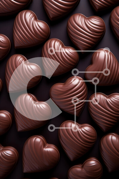 Σετ των 2 Intra Συλλεκτικό Ξύλινο Παζλ Plywood  4mm - Οργανωμένη διάταξη από σοκολατένιες καραμέλες σε σχήμα καρδιάς σε σκούρο φόντο Σε Ξύλινο Κουτί - Διαστάσεις: 10x10 cm – 25 κομμάτια