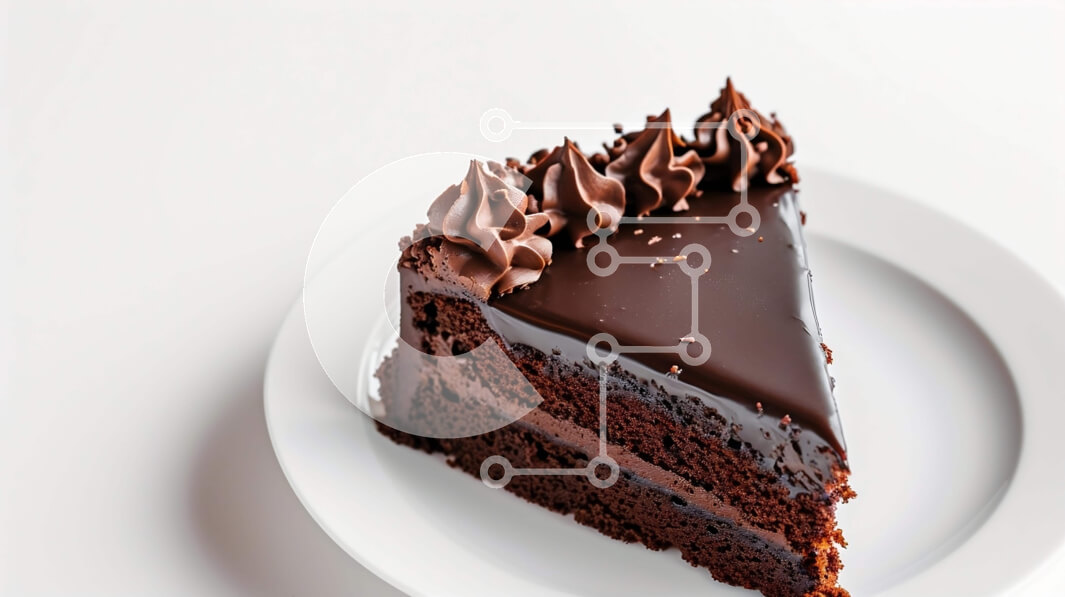 Σετ των 2 Intra Συλλεκτικό Ξύλινο Παζλ Plywood  4mm - Φέτα κέικ σοκολάτας σε λευκό πιάτο Σε Ξύλινο Κουτί - Διαστάσεις: 10x10 cm – 25 κομμάτια