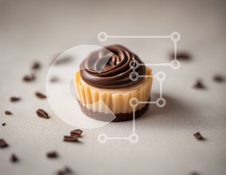 Σετ των 2 Intra Συλλεκτικό Ξύλινο Παζλ Plywood  4mm - Μικρό Cupcake σοκολάτας με κομματάκια σοκολάτας σε ξύλινο φόντο Σε Ξύλινο Κουτί - Διαστάσεις: 10x10 cm – 25 κομμάτια