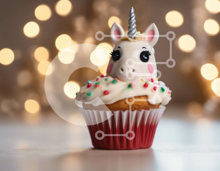 Σετ των 2 Intra Συλλεκτικό Ξύλινο Παζλ Plywood  4mm - Cupcake Unicorn με White Frosting και Sprinkles Σε Ξύλινο Κουτί - Διαστάσεις: 10x10 cm – 25 κομμάτια