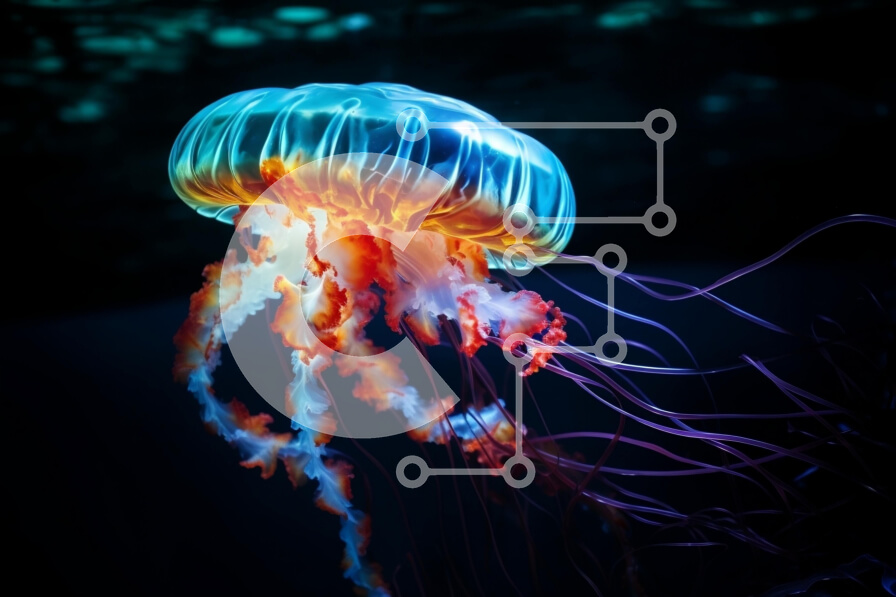 Intra Συλλεκτικό Ξύλινο Παζλ Plywood  4mm - Δονούμενη εικόνα μιας πολύχρωμης μέδουσας Σε Ξύλινο Κουτί - Διαστάσεις: 10x10 cm – 25 κομμάτια