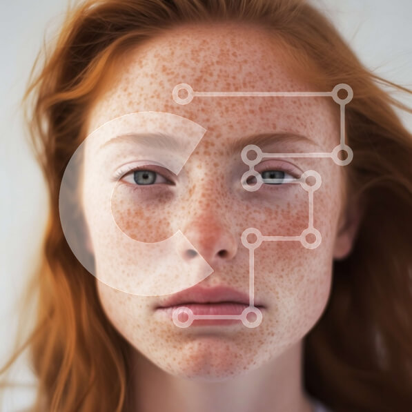 Intra Συλλεκτικό Ξύλινο Παζλ Plywood  4mm - Ουδέτερο πορτρέτο μιας κοκκινομάλλας γυναίκας με φακίδες και πράσινα μάτια Σε Ξύλινο Κουτί - Διαστάσεις Puzzle: 10x10 cm – 25 κομμάτια