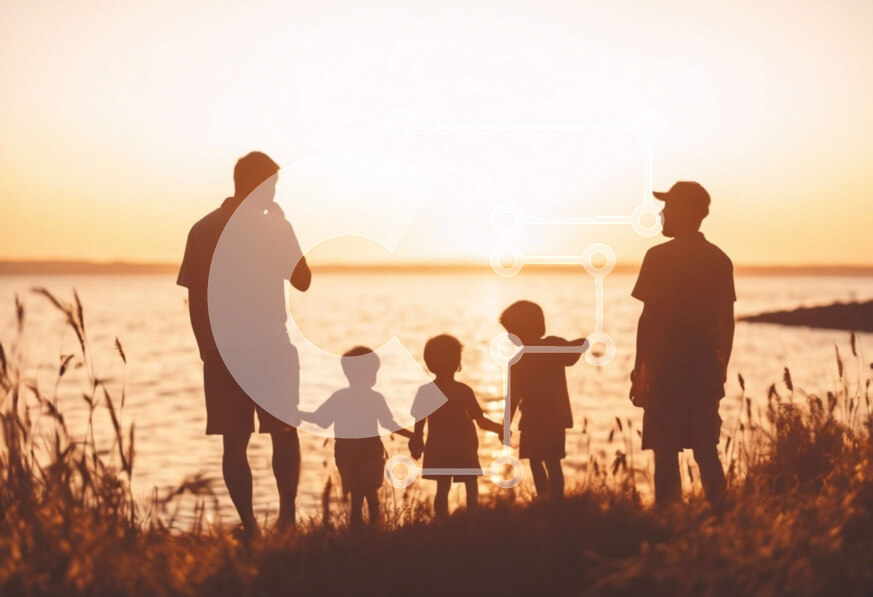 Intra Συλλεκτικό Ξύλινο Παζλ Plywood  4mm - Οικογένεια που παρακολουθεί το ηλιοβασίλεμα μαζί Σε Ξύλινο Κουτί - Διαστάσεις Puzzle: 10x10 cm – 25 κομμάτια