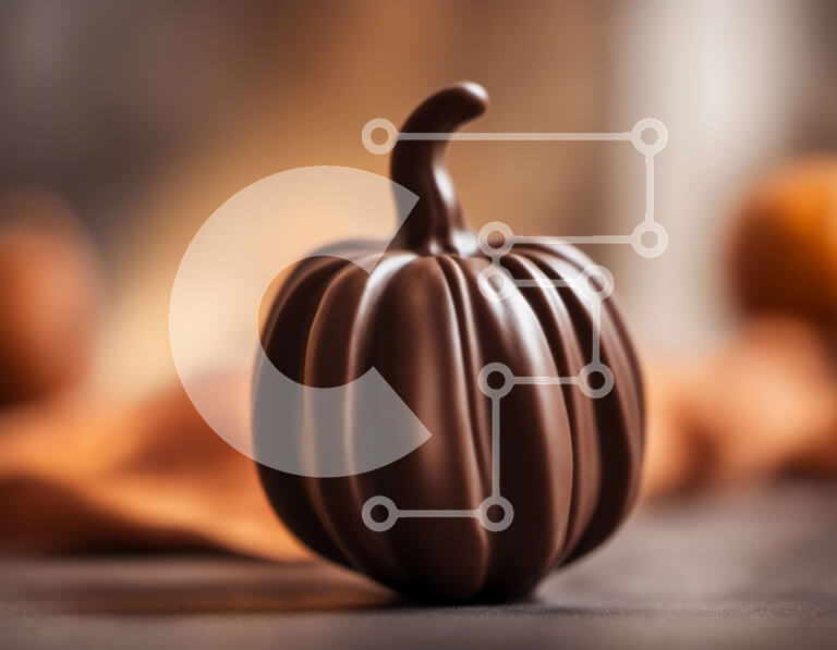 Σετ των 2 Intra Συλλεκτικό Ξύλινο Παζλ Plywood  4mm - Κολοκύθα σοκολάτας σε πορτοκαλί τραπεζομάντιλο Σε Ξύλινο Κουτί - Διαστάσεις: 10x10 cm – 25 κομμάτια