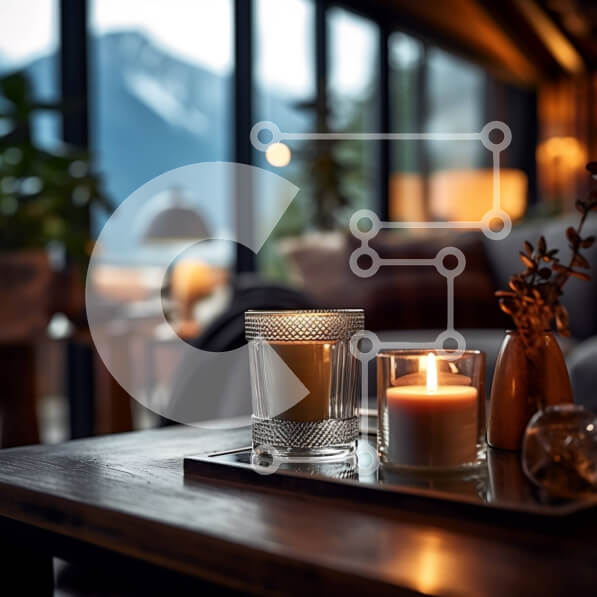 Intra Συλλεκτικό Ξύλινο Παζλ Plywood  4mm - Άνετο σαλόνι με θέα στο βουνό και τζάκι Σε Ξύλινο Κουτί - Διαστάσεις Puzzle: 10x10 cm – 25 κομμάτια