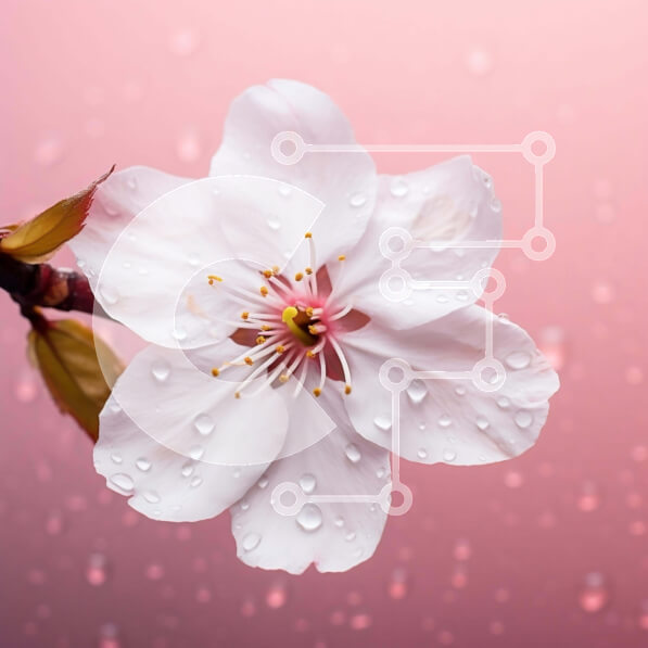 Intra Συλλεκτικό Ξύλινο Παζλ Plywood  4mm - Μονό λευκό λουλούδι με σταγονίδια νερού Σε Ξύλινο Κουτί - Διαστάσεις: 10x10 cm – 25 κομμάτια