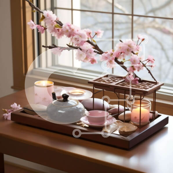 Intra Συλλεκτικό Ξύλινο Παζλ Plywood  4mm - Ξύλινος δίσκος με κεριά, φλιτζάνια τσαγιού και μπολ Σε Ξύλινο Κουτί - Διαστάσεις Puzzle: 10x10 cm – 25 κομμάτια