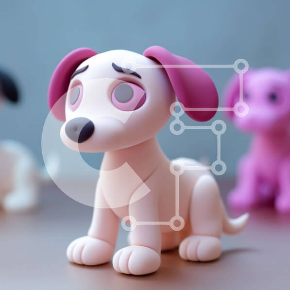 Intra Συλλεκτικό Ξύλινο Παζλ Plywood  4mm - Ομάδα ειδωλίων σκυλιών παιχνιδιών σε διαφορετικά χρώματα Σε Ξύλινο Κουτί - Διαστάσεις: 10x10 cm – 25 κομμάτια